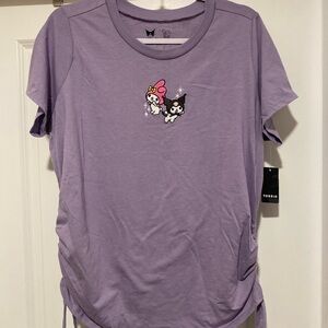 NWT Torrid Kuromi My Melody Slim Fit Embroidered Cinch Tee Size 1X 14-16